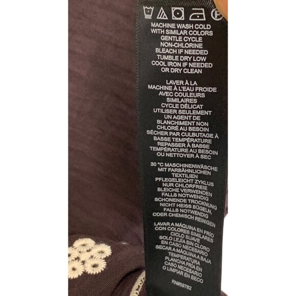 NWT Brown Embroidered Blouse Tie Front Puff Sleeves Boho Style NWT Size L - Picture 9 of 10